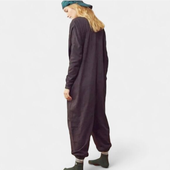 Free People It's A Wrap Intimately Onesie Black wrap Jumpsuit Lounge Comfort M - Picture 2 of 12